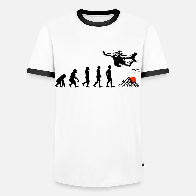 Fallschirmspringen Evolution - Männer Kontrast-T-Shirt - Weiß/Schwarz