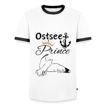 Prince de la mer Baltique-Ancre Prince de la mer Baltique et mouette - T-shirt contrasté Homme - blanc/noir - Devant - AI Model Female 172 light (172cm) & AI Model Male 178 dark (178cm)