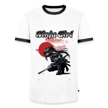 Ninja Girl Sunset - Männer Kontrast-T-Shirt - Weiß/Schwarz - Vorne - AI Model Female 172 light (172cm) & AI Model Male 178 dark (178cm)