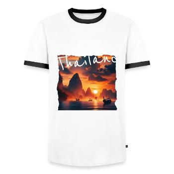 Thaïlande Mon rêve Ma place - T-shirt contrasté Homme - blanc/noir - Devant - AI Model Female 172 light (172cm) & AI Model Male 178 dark (178cm)