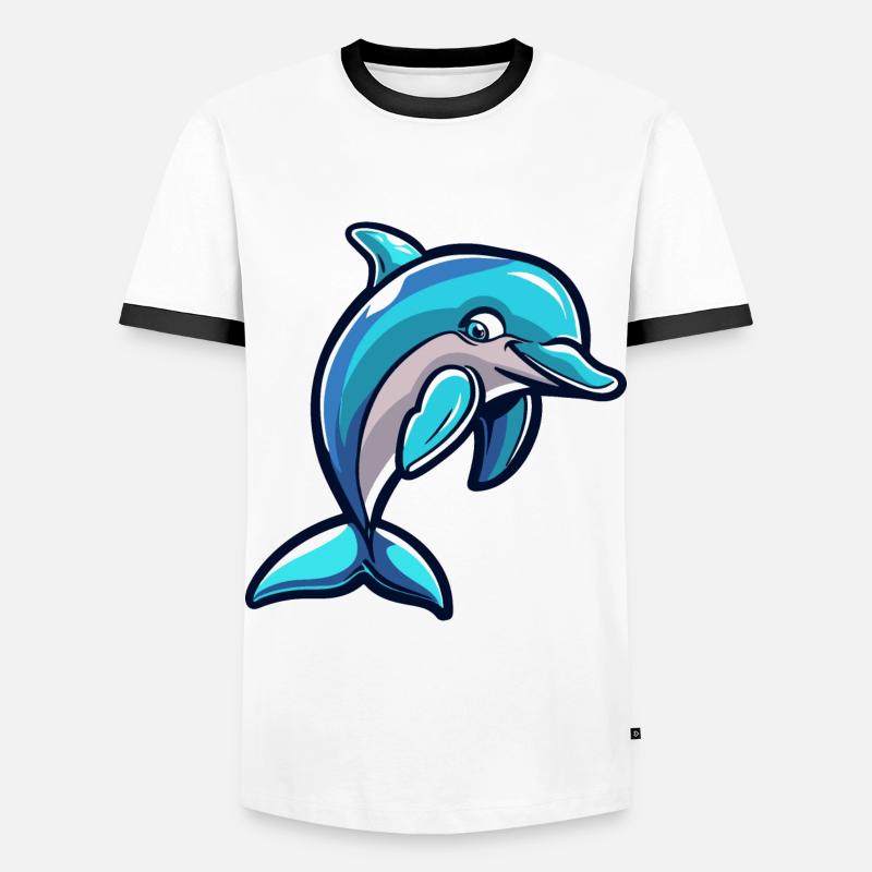 Dolphin Comic - Men's Ringer Shirt - white/black