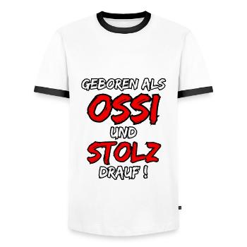 Né en tant qu’Ossi et fier de l’être ! - T-shirt contrasté Homme - blanc/noir - Devant - AI Model Female 172 light (172cm) & AI Model Male 178 dark (178cm)