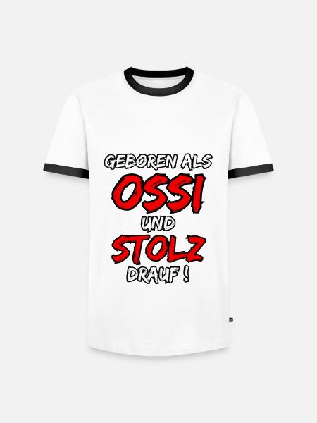 Født som en Ossi og stolt af det! - Herre kontrast-T-shirt - hvid/sort