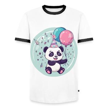 Panda Birthday Baby - Men's Ringer Shirt - white/black - Front - AI Model Female 172 light (172cm) & AI Model Male 178 dark (178cm)