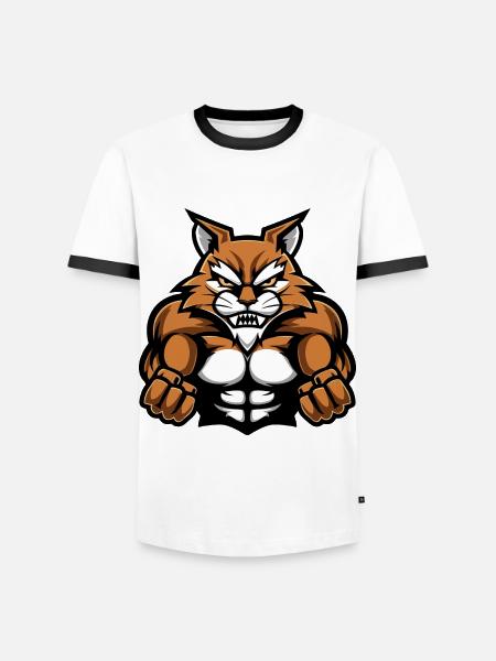 Cat Muscles Workout - Men's Ringer Shirt - white/black