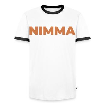 NIMMA - Men's Ringer Shirt - white/black - Front - AI Model Female 172 light (172cm) & AI Model Male 178 dark (178cm)