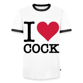 Ich liebe Schwanz - Männer Kontrast-T-Shirt - Weiß/Schwarz - Vorne - AI Model Female 172 light (172cm) & AI Model Male 178 dark (178cm)
