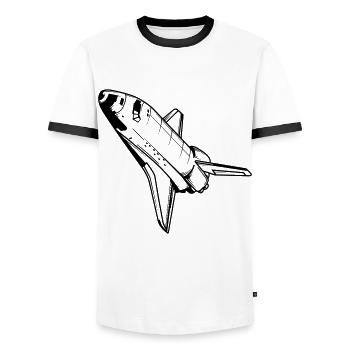 Spaceship Spaceshuttle Astronaut NASA Spaceflight - Men's Ringer Shirt - white/black - Front - AI Model Female 172 light (172cm) & AI Model Male 178 dark (178cm)