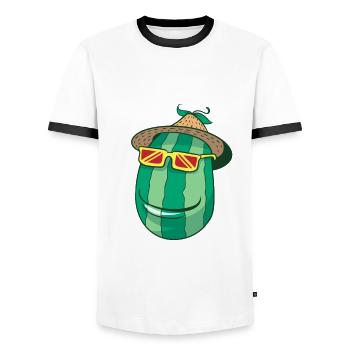 Melon d'eau au sombrero - T-shirt contrasté Homme - blanc/noir - Devant - AI Model Female 172 light (172cm) & AI Model Male 178 dark (178cm)