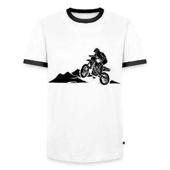 Motorbike motorcyclist - Men's Ringer Shirt - white/black - Front - AI Model Female 172 light (172cm) & AI Model Male 178 dark (178cm)