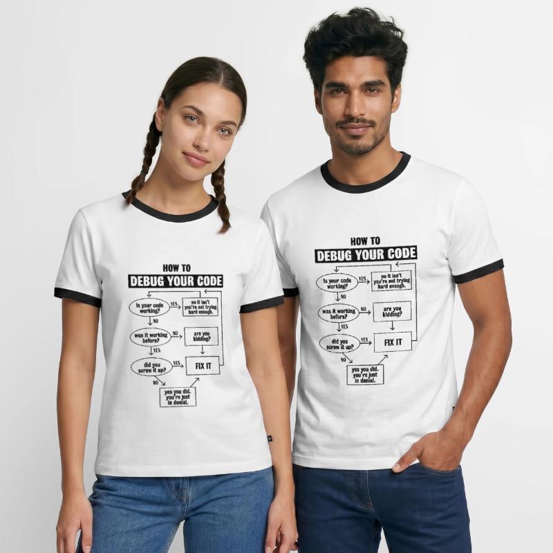 Programming Code Coding Funny Debug Gift Men's Ringer Shirt