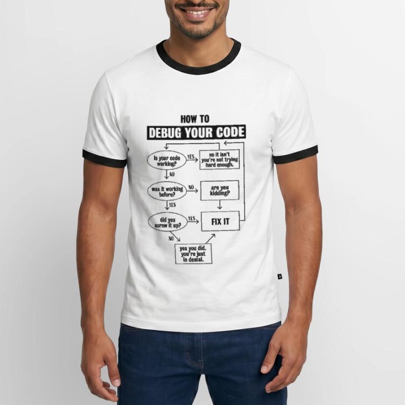 Codage de code de programmation Cadeau de débogage drôle T-shirt contrasté Homme