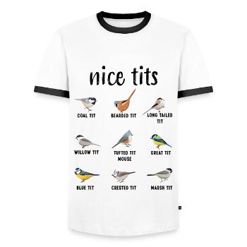 Schöne Titten Tufted Titmouse Vogel beobachten Geschenk lustig - Männer Kontrast-T-Shirt - Weiß/Schwarz - Vorne - AI Model Female 172 light (172cm) & AI Model Male 178 dark (178cm)