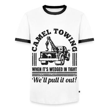 Vintage Camel Towing Distressed Adult Humor Cadeau - T-shirt contrasté Homme - blanc/noir - Devant - AI Model Female 172 light (172cm) & AI Model Male 178 dark (178cm)
