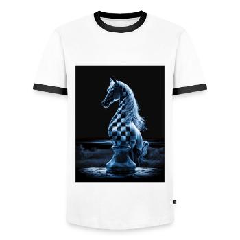 Chess Knight In The Moonlight - Men's Ringer Shirt - white/black - Front - AI Model Female 172 light (172cm) & AI Model Male 178 dark (178cm)