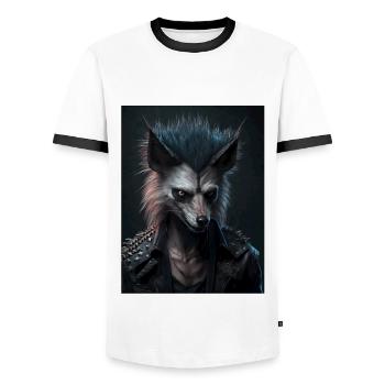 Punk rebelle Wulf - T-shirt contrasté Homme - blanc/noir - Devant - AI Model Female 172 light (172cm) & AI Model Male 178 dark (178cm)