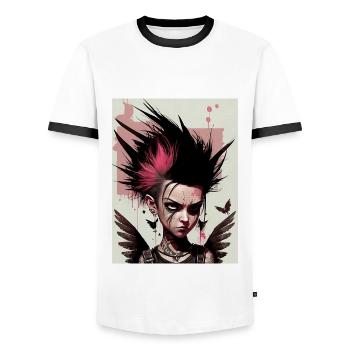 Fée punk cool - T-shirt contrasté Homme - blanc/noir - Devant - AI Model Female 172 light (172cm) & AI Model Male 178 dark (178cm)