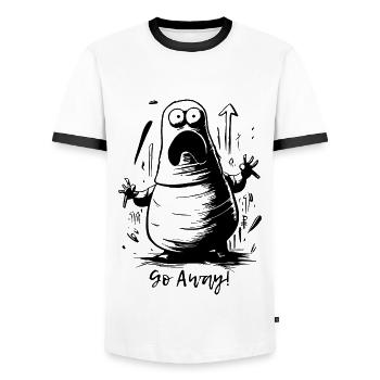 Ängstliches, lustiges, molliges Monster, Geh weg - Männer Kontrast-T-Shirt - Weiß/Schwarz - Vorne - AI Model Female 172 light (172cm) & AI Model Male 178 dark (178cm)