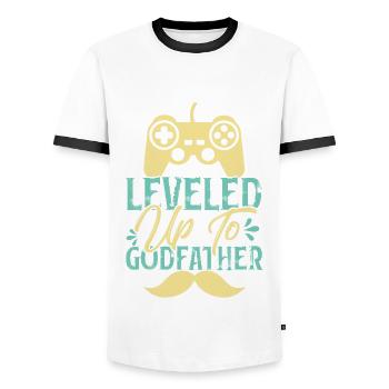 Monter de niveau jusqu’au parrain - T-shirt contrasté Homme - blanc/noir - Devant - AI Model Female 172 light (172cm) & AI Model Male 178 dark (178cm)