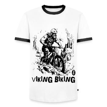 VTT Vikings - T-shirt contrasté Homme - blanc/noir - Devant - AI Model Female 172 light (172cm) & AI Model Male 178 dark (178cm)