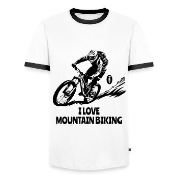 J’adore le VTT : Downhill Enduro - T-shirt contrasté Homme - blanc/noir - Devant - AI Model Female 172 light (172cm) & AI Model Male 178 dark (178cm)