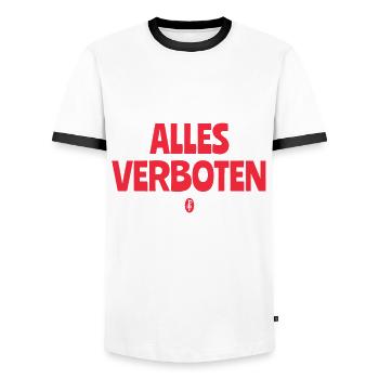 Alles Verboten - Männer Kontrast-T-Shirt - Weiß/Schwarz - Vorne - AI Model Female 172 light (172cm) & AI Model Male 178 dark (178cm)