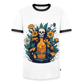 Die Essenz des Lebens sind Pflanzen - Männer Kontrast-T-Shirt - Weiß/Schwarz - Vorne - AI Model Female 172 light (172cm) & AI Model Male 178 dark (178cm)