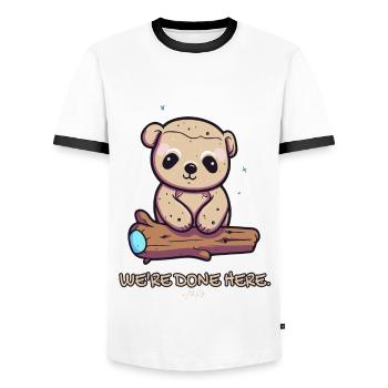 Cute Tough Bear - We're Done Here - Men's Ringer Shirt - white/black - Front - AI Model Female 172 light (172cm) & AI Model Male 178 dark (178cm)