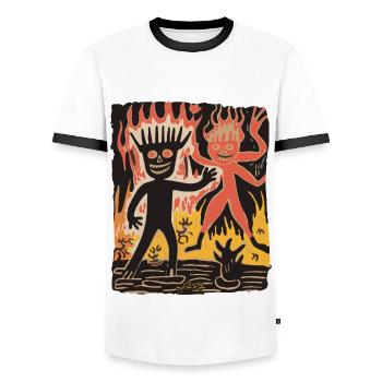 Willkommen bei der Arbeit: Kollegen u Mitarbeiter - Männer Kontrast-T-Shirt - Weiß/Schwarz - Vorne - AI Model Female 172 light (172cm) & AI Model Male 178 dark (178cm)