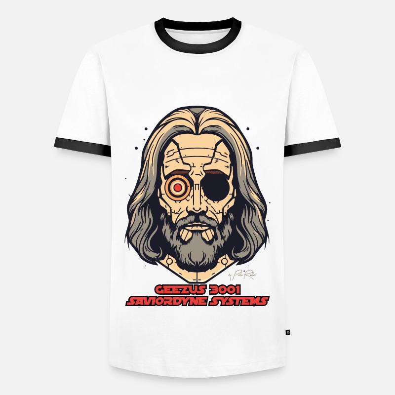 Tech Jesus: Retter Systeme - Männer Kontrast-T-Shirt - Weiß/Schwarz