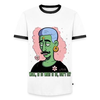 Es ist, was es ist: Queer, Gay, LGBTQ+ - Männer Kontrast-T-Shirt - Weiß/Schwarz - Vorne - AI Model Female 172 light (172cm) & AI Model Male 178 dark (178cm)