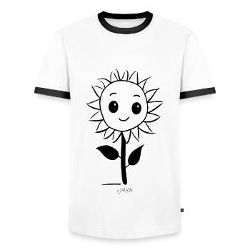 Cheerful Sunflower - Men's Ringer Shirt - white/black - Front - AI Model Female 172 light (172cm) & AI Model Male 178 dark (178cm)