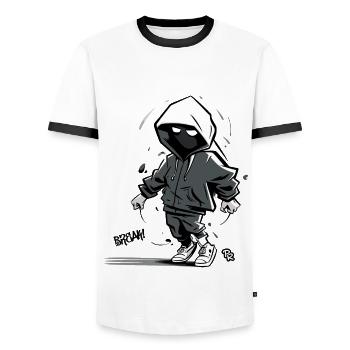 Hip-Hop, Graffiti, Breakdance der 90er - Männer Kontrast-T-Shirt - Weiß/Schwarz - Vorne - AI Model Female 172 light (172cm) & AI Model Male 178 dark (178cm)