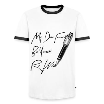 Be yourself, be wild - Men's Ringer Shirt - white/black - Front - AI Model Female 172 light (172cm) & AI Model Male 178 dark (178cm)