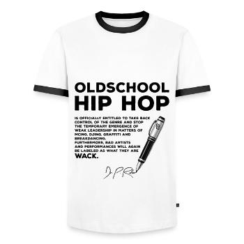 Le hip-hop old-school reprend le contrôle - T-shirt contrasté Homme - blanc/noir - Devant - AI Model Female 172 light (172cm) & AI Model Male 178 dark (178cm)