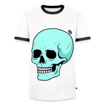 Crâne de dessin animé drôle - T-shirt contrasté Homme - blanc/noir - Devant - AI Model Female 172 light (172cm) & AI Model Male 178 dark (178cm)