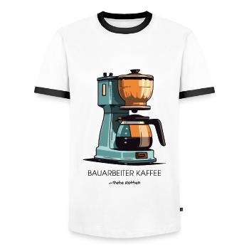 Der Beste Kaffee: Bauarbeiter Kaffee - Männer Kontrast-T-Shirt - Weiß/Schwarz - Vorne - AI Model Female 172 light (172cm) & AI Model Male 178 dark (178cm)