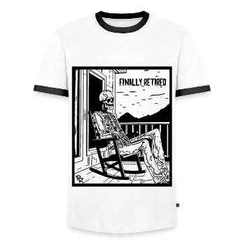Enfin à la retraite : Trop tard, vieux zombie - T-shirt contrasté Homme - blanc/noir - Devant - AI Model Female 172 light (172cm) & AI Model Male 178 dark (178cm)