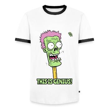 This is awesome: A clever zombie pencil - Men's Ringer Shirt - white/black - Front - AI Model Female 172 light (172cm) & AI Model Male 178 dark (178cm)