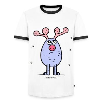 A beautiful day for the antler deer - Men's Ringer Shirt - white/black - Front - AI Model Female 172 light (172cm) & AI Model Male 178 dark (178cm)