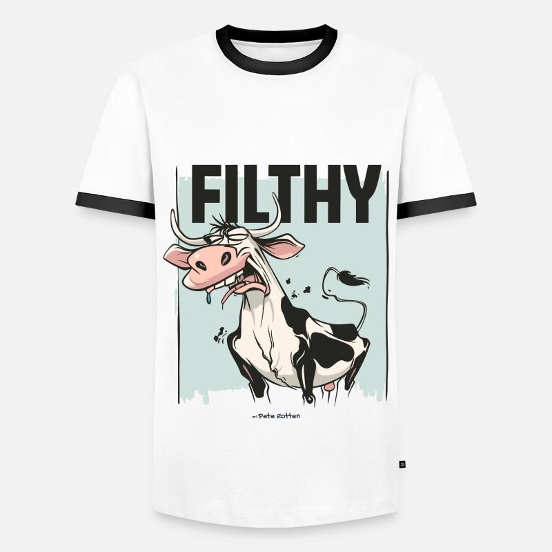 Angeekelte Kuh, dreckig und schmuddelig - Männer Kontrast-T-Shirt - Weiß/Schwarz