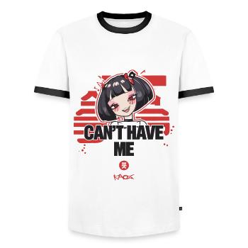 Can't Have Me Anime Girl - Men's Ringer Shirt - white/black - Front - AI Model Female 172 light (172cm) & AI Model Male 178 dark (178cm)