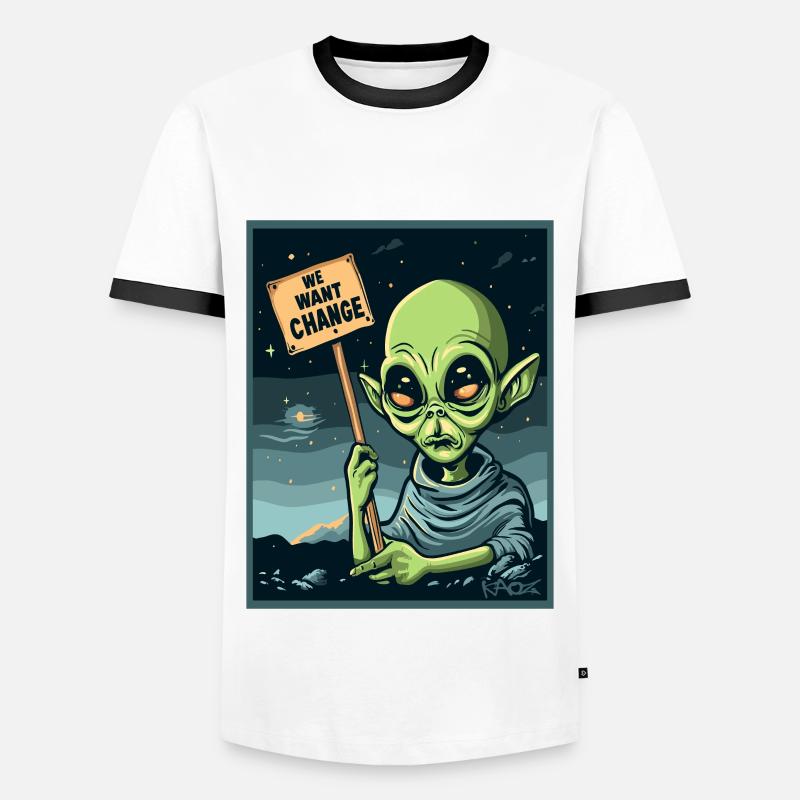 We want change, extraterrestrial protest - Men's Ringer Shirt - white/black