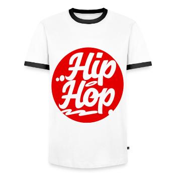 Hip Hop - T-shirt contrasté Homme - blanc/noir - Devant - AI Model Female 172 light (172cm) & AI Model Male 178 dark (178cm)