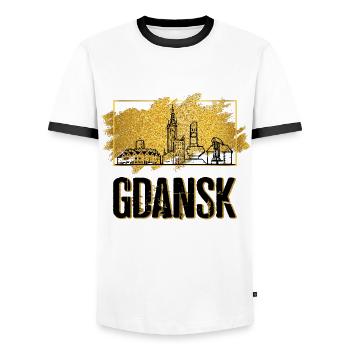 Gdansk Gdansk Pologne Ville Skyline Home Or - T-shirt contrasté Homme - blanc/noir - Devant - AI Model Female 172 light (172cm) & AI Model Male 178 dark (178cm)
