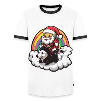 Skunk Père Noël Arc-en-ciel - T-shirt contrasté Homme - blanc/noir - Devant - AI Model Female 172 light (172cm) & AI Model Male 178 dark (178cm)