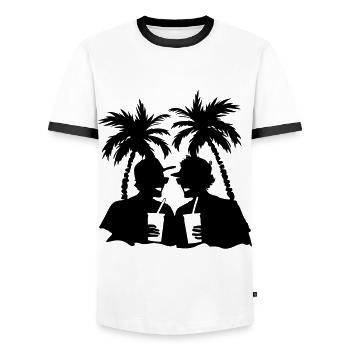 Party Urlaub Palmen - Männer Kontrast-T-Shirt - Weiß/Schwarz - Vorne - AI Model Female 172 light (172cm) & AI Model Male 178 dark (178cm)