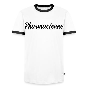 Pharmacist Health Medicines Pharmacy Preparatio - Men's Ringer Shirt - white/black - Front - AI Model Female 172 light (172cm) & AI Model Male 178 dark (178cm)