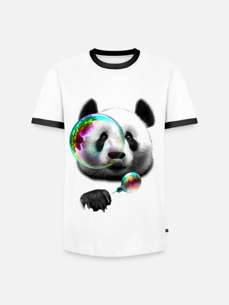 PANDA BUBBLEMAKER - Men's Ringer Shirt - white/black