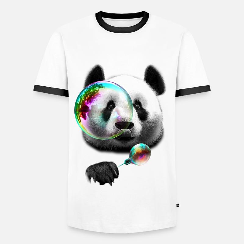 PANDA BUBBLEMAKER - Men's Ringer Shirt - white/black